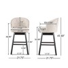 Angel Sar Set of 2 Beige Bar Stools with 360-Degree Swivel, Nailhead Trim & Rubber Wood Legs, Button Tufted Waffle Stitch Kitchen Counter Stools - 3 of 4