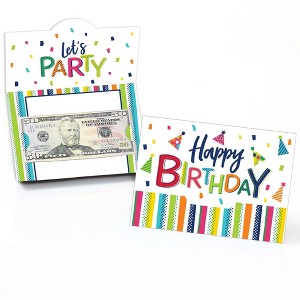 Big Dot of Happiness Cheerful Happy Birthday - Colorful Birthday Party Money and Gift Card Holders - Set of 8 - 1 of 4