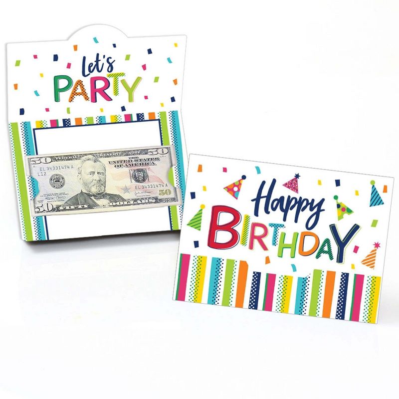 Big Dot of Happiness Cheerful Happy Birthday - Colorful Birthday Party Money and Gift Card Holders - Set of 8, 1 of 5