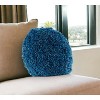 HomeRoots 14" X 14" Teal Blue Round Shag Throw Pillow - 2 of 3