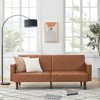 Garvee 76" Modern Loveseat Sofa with Armrests, Convertible Futon Sofa Bed, Lounge Couch for Living Room (Faux Leather, Brown) - 2 of 4