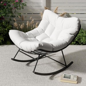 Outdoor Papasan Rocking Chair, Oversized Rattan Lounge Chair for Balcony, Porch, or Bedroom - 1 of 4