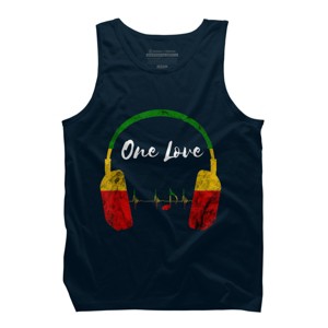 Adult Design By Humans Headphones Jamaican Pride One Love By Tank Top - 1 of 2