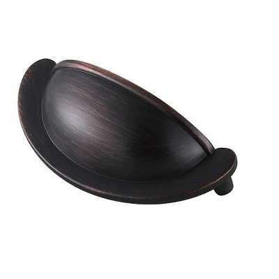 Oil-Rubbed Bronze Modern Cup Pulls with Mounting Hardware, Set of 10