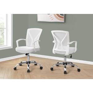 Vynxaria Office Chair, Adjustable Height, Swivel, Ergonomic, Armrests, Computer Desk, Work, White Mesh, Chrome Metal - 1 of 4
