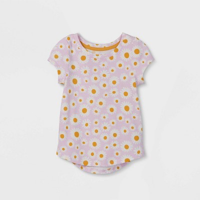Toddler Girls' Floral Short Sleeve T-Shirt - Cat & Jack™ Purple 2T