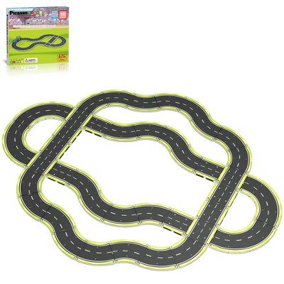 PICASSO-TILES Race Track Highway Magnetic Tiles, Building Blocks Set for Kids, 16pc