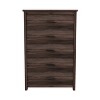 DOMETOUR Retro American Country Style Wooden Dresser with 5 Drawer, Storage Cabinet for Bedroom, Dark Walnut - 4 of 4