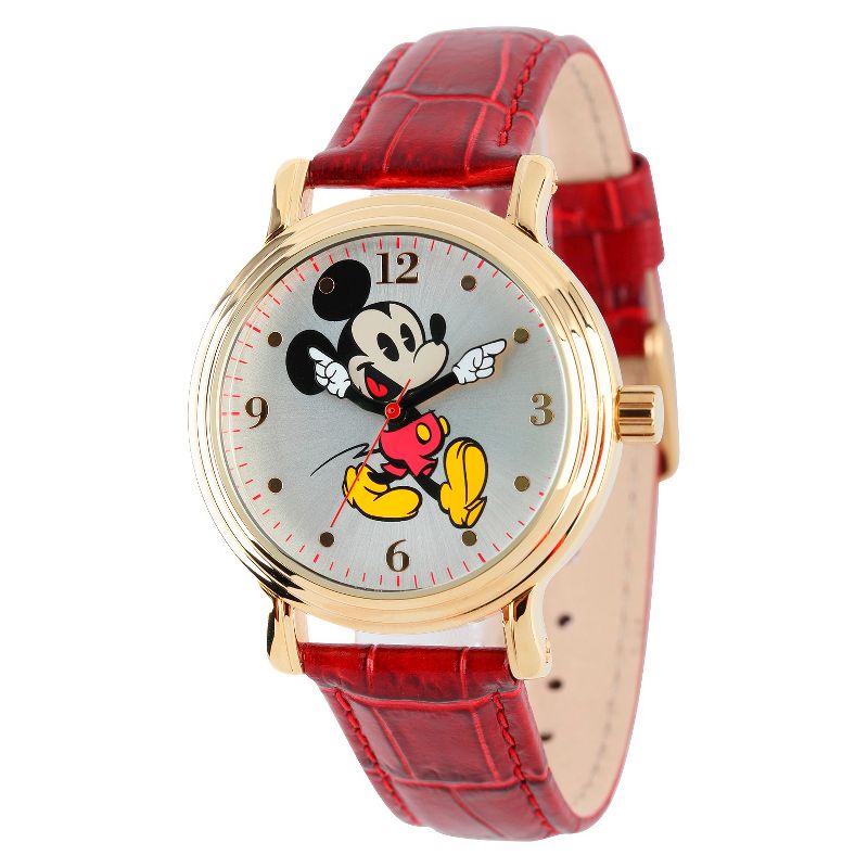 Women&#39;s Disney Mickey Mouse Shinny Vintage Articulating Watch with Alloy Case - Red, 1 of 6