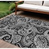 Black Gray And White Paisley Washable Indoor Outdoor Area Rug - 2 of 4