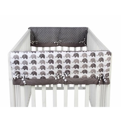 Bacati - Elephants White/Gray Crib Rail Guard Covers set of 2