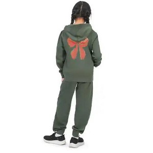 Everyday Kids Christmas Collection Festive Red & Gold Bow Girls Zip Up Hoodie – Holiday Sweatshirt - Green - 1 of 1