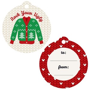Big Dot of Happiness Ugly Sweater - Holiday and Christmas to and from Favor Gift Tags (Set of 20) - 1 of 4