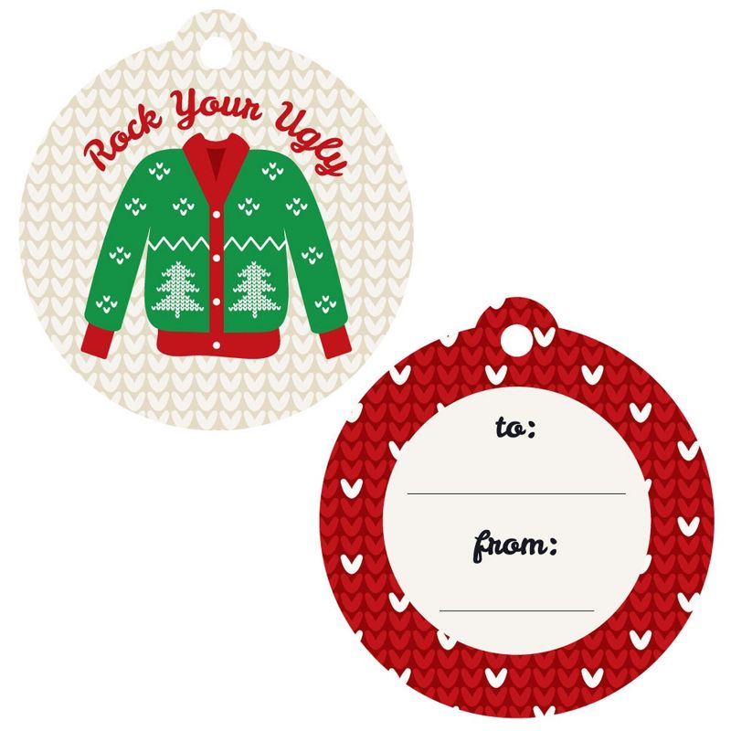 Big Dot of Happiness Ugly Sweater - Holiday and Christmas to and from Favor Gift Tags (Set of 20), 1 of 5