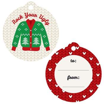Big Dot of Happiness Ugly Sweater - Holiday and Christmas to and from Favor Gift Tags (Set of 20)