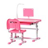 Qaba Kids Desk and Chair Set, Height Adjustable School Study Table and Chair, Student Writing Desk with Tilt Desktop, LED Lamp, Pen Box, Drawer, Reading Board, Cup Holder, and Pen Slots - 4 of 4