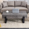 Lyngins Minimalist Coffee Table with MDF Marble-Patterned Top & Black Metal Legs, Multi-Use Living Room Table & Center Table, Easy Assembly - 2 of 4