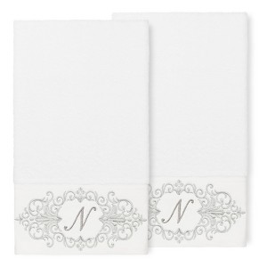 Linum Home Textiles 100% Turkish Cotton MONICA 2PC Embellished Bath Towel Set - 1 of 1