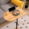 KTMBDW Couch Tray Table Bamboo Height Adjustable Side Table for Sofa C-shaped Oval End Tables with Slots for Living Room , Bedroom,Natural - 4 of 4