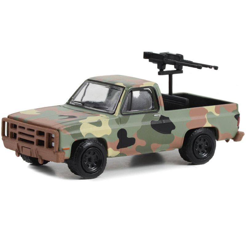 1984 Chevrolet M1009 CUCV Pickup Truck with Mounted Machine Guns Camouflage "Battalion 64" 1/64 Diecast Model Car by Greenlight, 2 of 4
