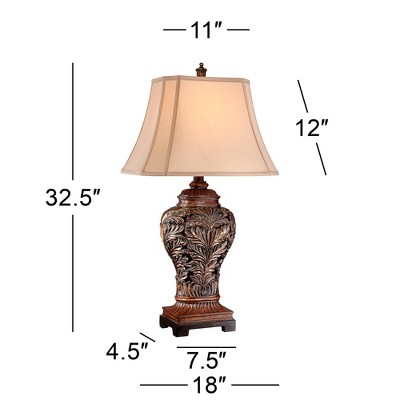 Bronze Leafwork 32.5" Traditional Table Lamp with Tan Shade