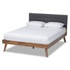 Baxton Studio Devan Mid-Century Modern Dark Grey Fabric Upholstered Walnut Brown Finished Wood King Size Platform Bed - 2 of 4