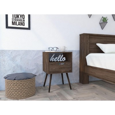 NicBex Nightstand with 1 Drawer,15.75 inch Bedside Table with Open Shelf and  Wood Legs,Modern Side Table for Bedroom,Living Room