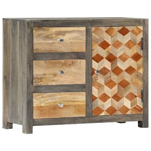 vidaXL Side Cabinet Gray 29.5"x11.8"x23.6" Solid Mango Wood - 1 of 4