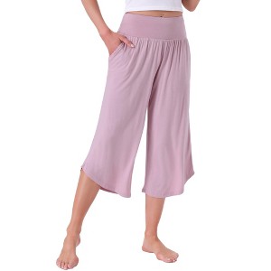 INSPIRE CHIC Women's Capri Lounge Yoga Summer Wide Leg with Pockets Workout Sweat Pajama Pants - 1 of 4