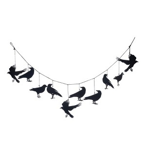 Transpac Metal 60 in. Black Halloween Flying Crow Banner - 1 of 3