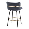 26" Glam/Art Deco Fixed-Height Counter Stool with Swivel in Metal and Velvet with Round Footrest, Set of 2 - 4 of 4