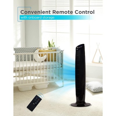 Black 36-Inch Digital Oscillating Tower Fan with Remote