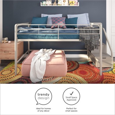 Black Metal Twin Loft Bed with Storage Drawers and Slats