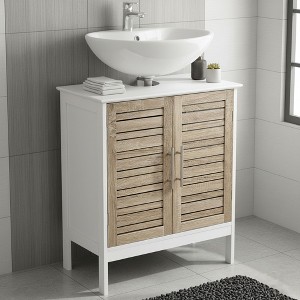 Evideco French Home Goods Under Sink Bathroom Cabinet with 2 Doors and Shelf, Non Pedestal Sink Bathroom Vanity - 1 of 4