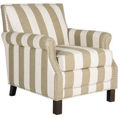 Easton Olive and White Striped Faux Leather Club Chair