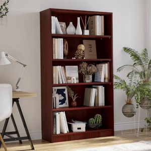 SEVOBAL Decorative Bookshelf 5 Shelf Adjustable Storage Bookcase Modern Wood Organizer for Living Room Bedroom Office, Brown, 11.6"*33"*59.8" - 1 of 4