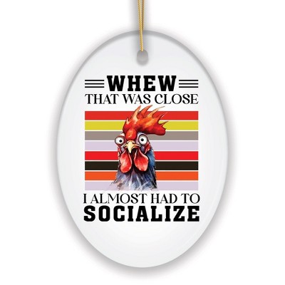 Quirky Antisocial Rooster Ceramic Ornament, Cute and Funny Christmas Gift| OrnamentallyYou