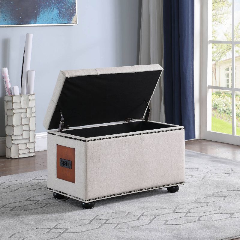 Storage Ottoman with Charging Station - Ore International, 5 of 7