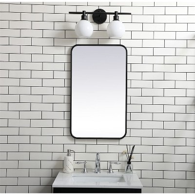 Modern Black Wood Rectangular Wall Mirror 18x30 Inch