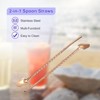 Unique Bargains Stainless Steel Reusable Long Handle Shovel Shaped Drinking Straws Spoon 4 Pcs - 4 of 4