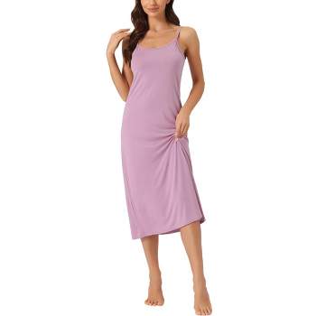 cheibear Women's Cami Tank Dress Sleeveless Spaghetti Strap Midi Sleepdress Nightgown