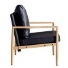 Cooper Faux Leather Accent Chair with Thick Seat Cushion, Oak Metal Legs Armchair for Living Room, Bedroom, Indoor Furniture - Maison Boucle - 3 of 4