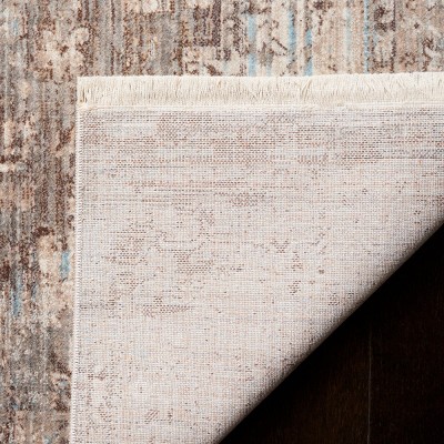 Ivory and Brown Flat Woven Synthetic Runner Rug, 2'2" x 8'