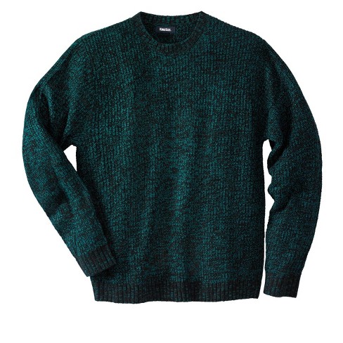 KingSize Men's Big & Tall Shaker Knit Crewneck Sweater - Big - 7XL,  Midnight Teal Marl Multicolored