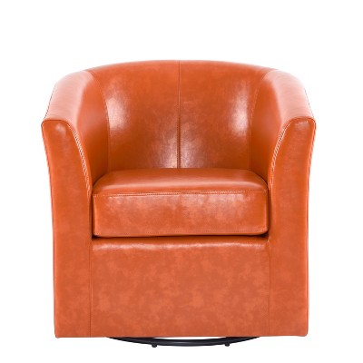 GDFStudio Jackson Contemporary Faux Leather Upholstered Swivel Club Chair