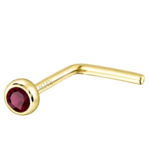 Jewelry Avalanche 22G 14K Gold Bezel-set Ruby L-shape Nose Stud - 1 of 1