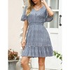 Women's Summer Floral Short Sleeve V Neck A-Line Midi Dress Blue XL - 4 of 4
