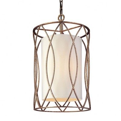 Troy Lighting Sausalito 3 - Light Pendant in  Silver Gold Linen Shade