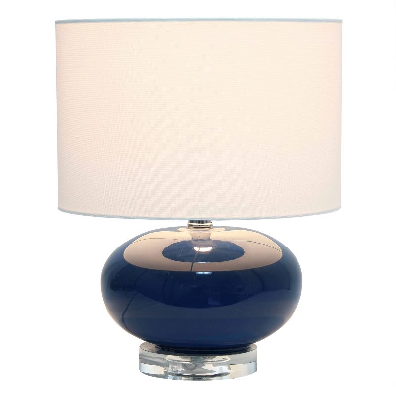 15.25" Modern Ovaloid Glass Bedside Table Lamp with Fabric Shade - Lalia Home, 3 of 11