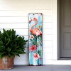 HomeRoots 36" Pink And Blue Tropical Floral Solid Wood Flamingo Porch Sign - 2 of 4